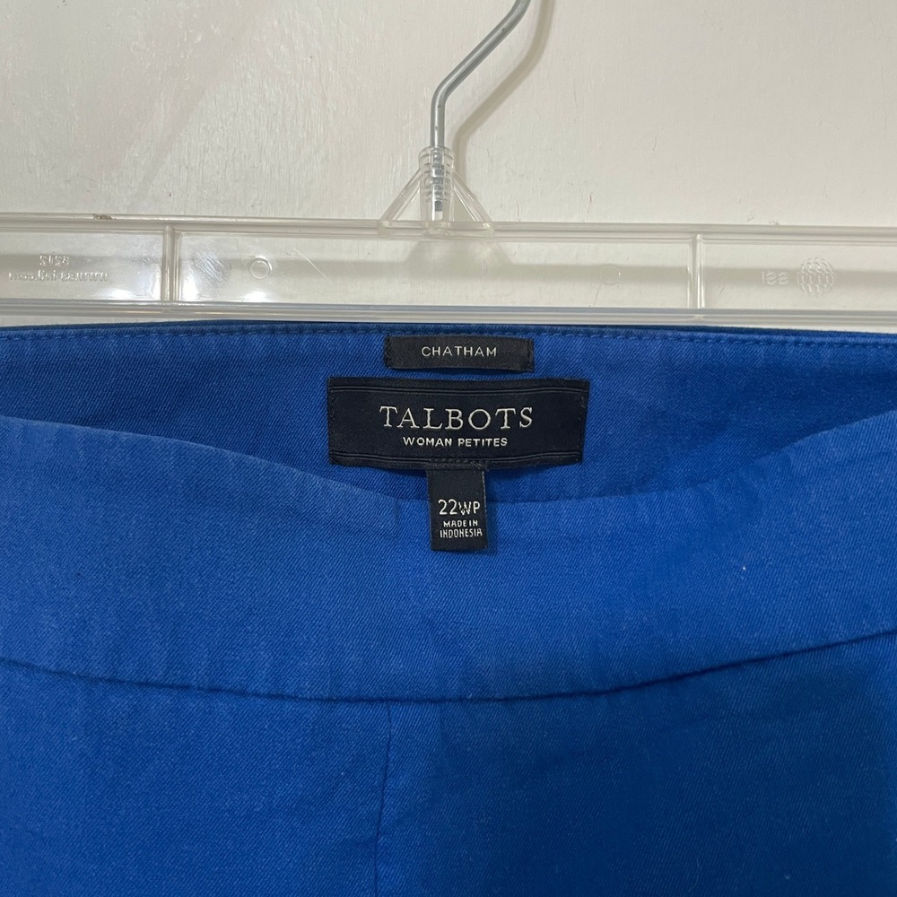 Talbots Chatham Ankle Pants Royal Blue Side Zip Straight Leg 22WP Plus Petite - Picture 2 of 3